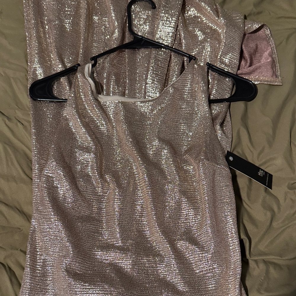 TFNC Sparkling Rose Gold Prom Dress